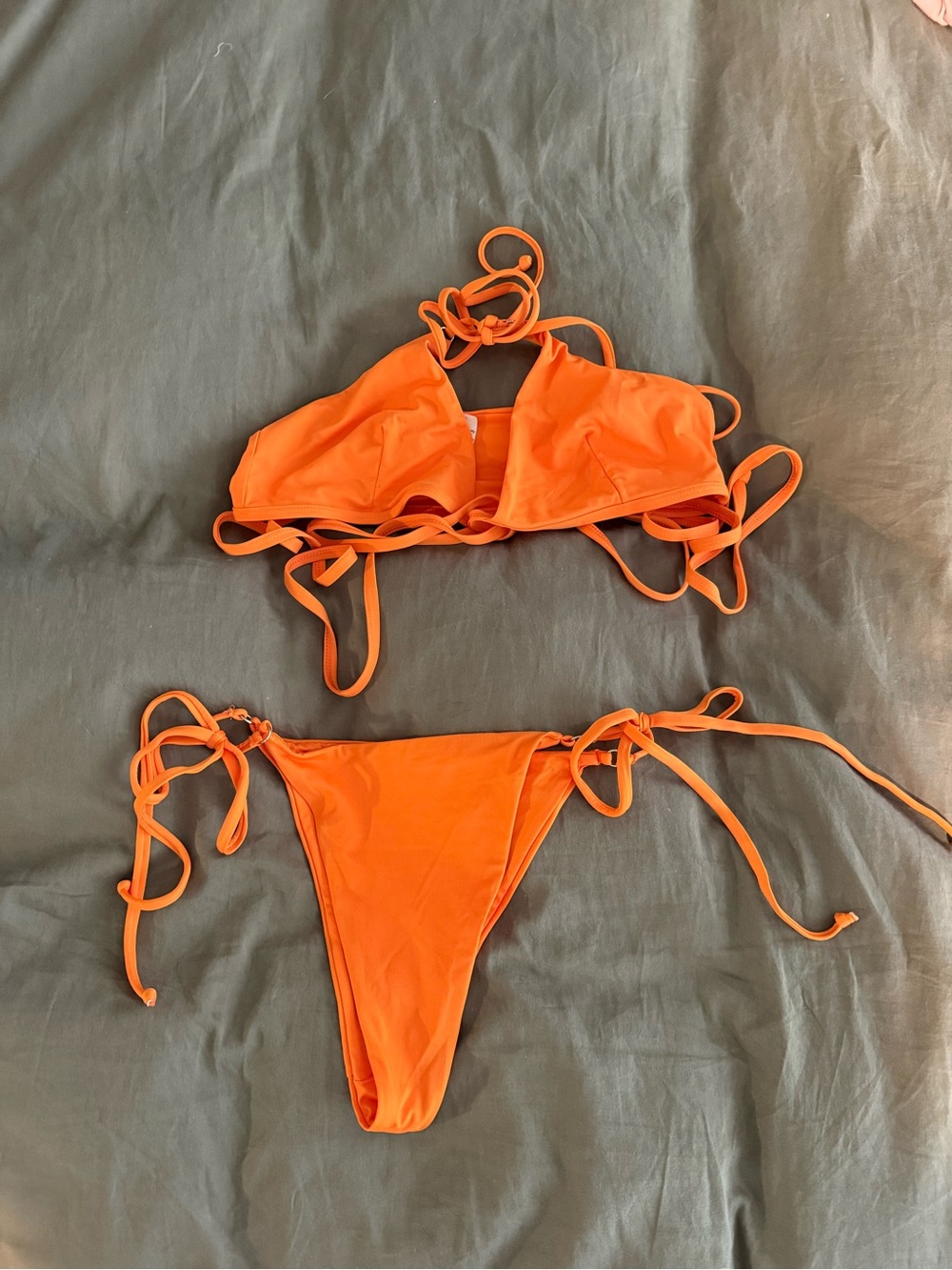 Neon Orange String Bikini Set